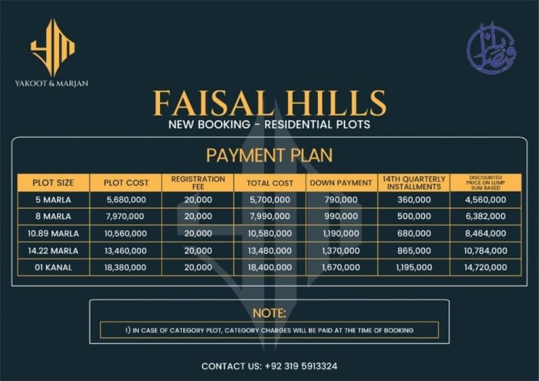 Faisal Hills Payment Plan